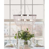Alsy 16"W 4-Lights Bling Polished Nickel Pendant Chandelier with Crystal Glass Beads