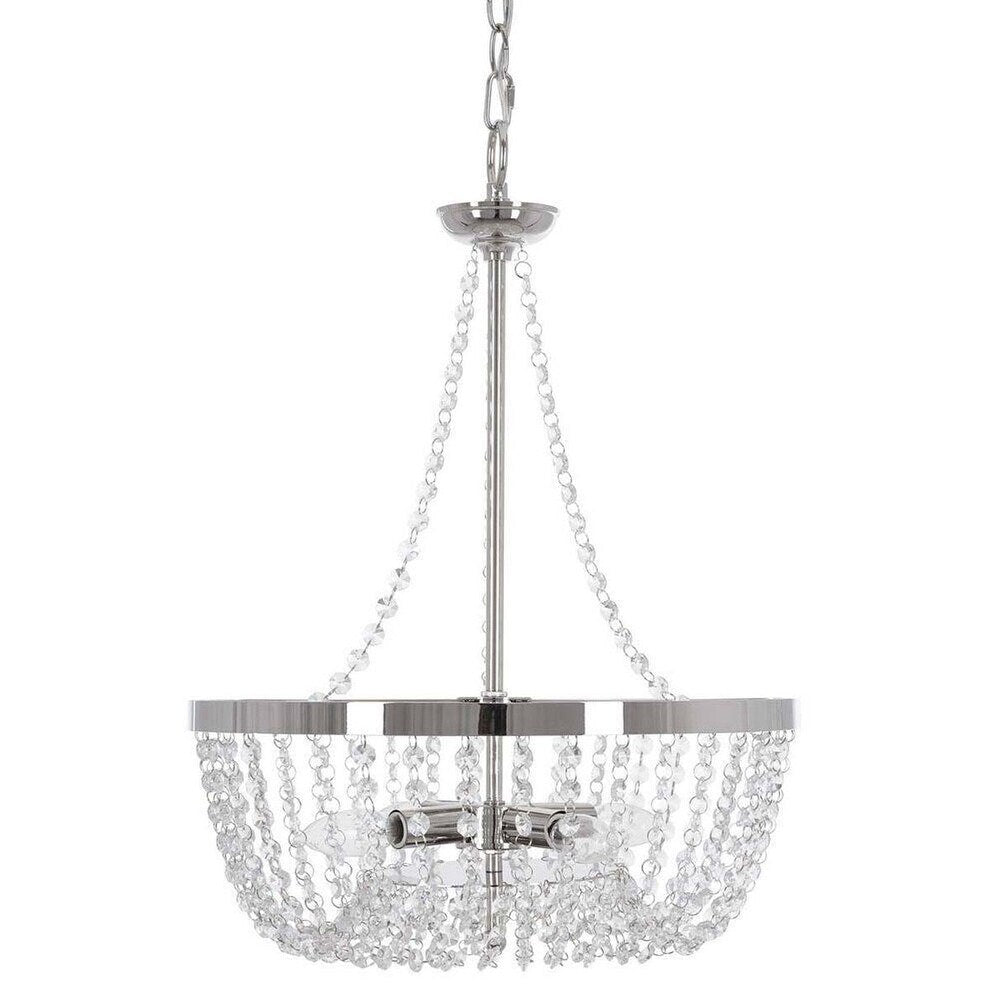 Alsy 16"W 4-Lights Bling Polished Nickel Pendant Chandelier with Crystal Glass Beads