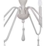 Alsy 26"W 6-Light Distressed-White Beaded Modern Farmhouse Cottage Chandelier