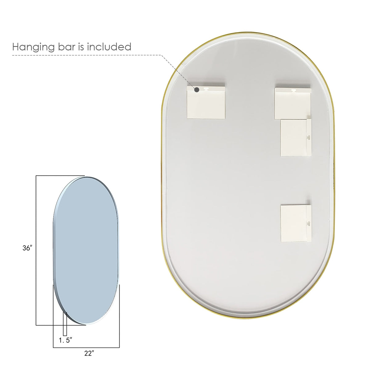 Altair Ispra Oval Bathroom/Vanity Aluminum Framed Wall Mirror - 36 in.