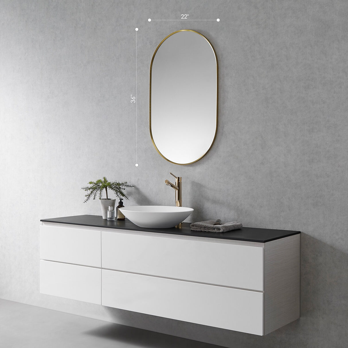 Altair Ispra Oval Bathroom/Vanity Aluminum Framed Wall Mirror - 36 in.