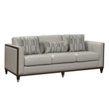 Alton Grey Top Grain Leather Modern Sofa w/ pillows