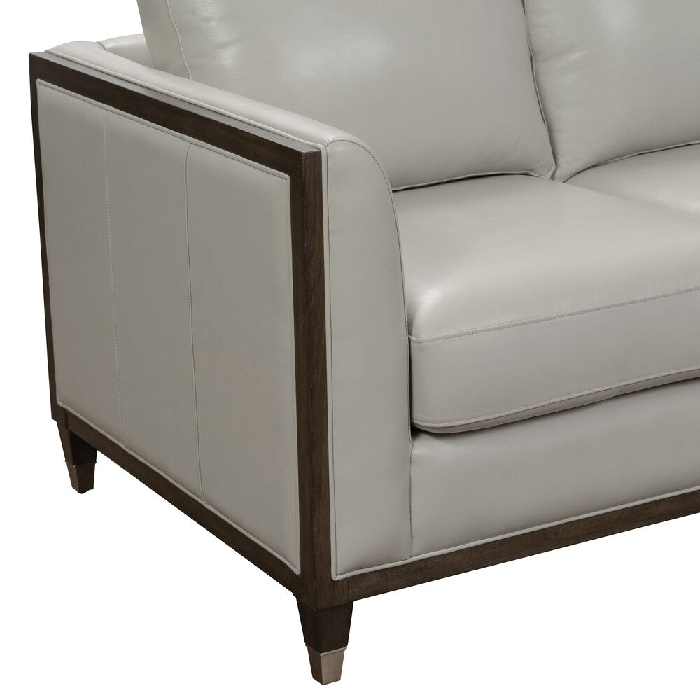 Alton Grey Top Grain Leather Modern Sofa w/ pillows