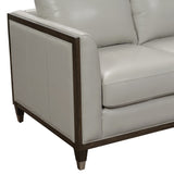 Alton Grey Top Grain Leather Modern Sofa w/ pillows