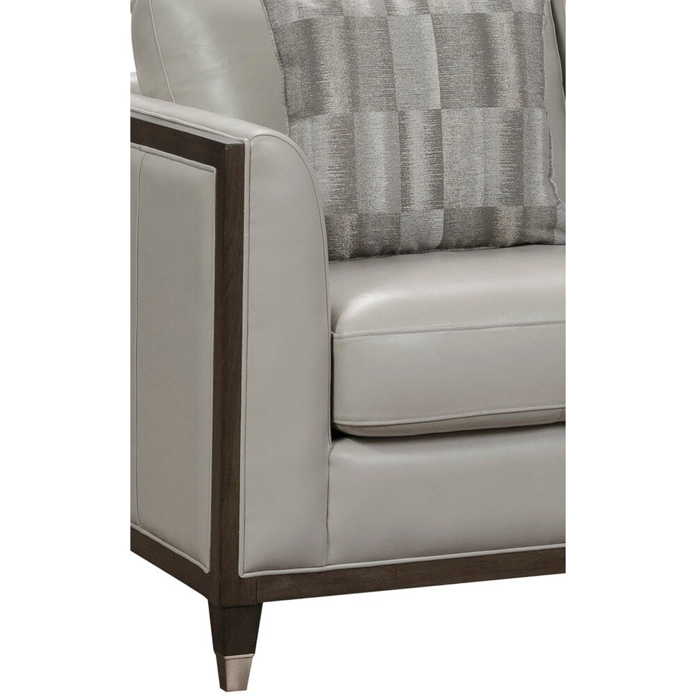 Alton Grey Top Grain Leather Modern Sofa w/ pillows