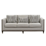 Alton Grey Top Grain Leather Modern Sofa w/ pillows
