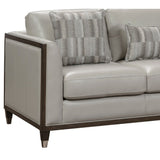 Alton Grey Top Grain Leather Modern Sofa w/ pillows