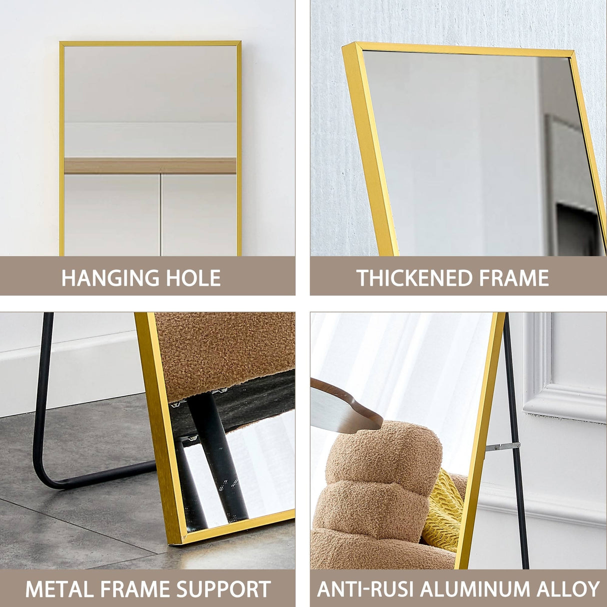 Metal Frame Wall Mounted/ Standing Full Body Mirror