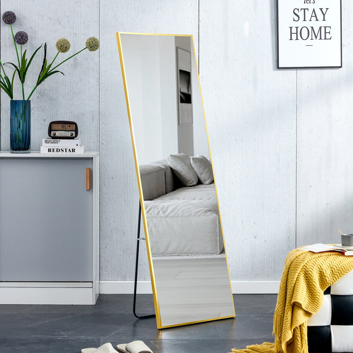 Metal Frame Wall Mounted/ Standing Full Body Mirror