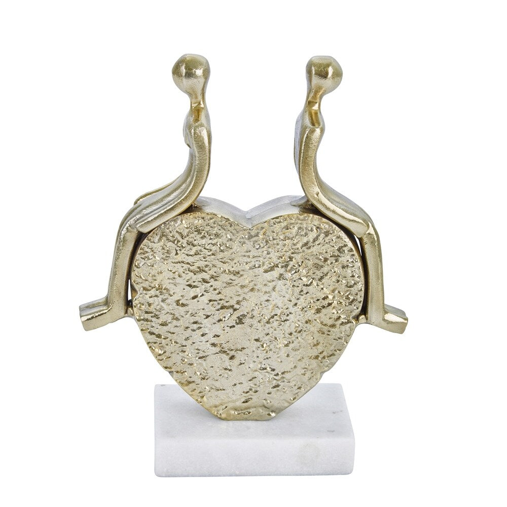 Aluminum 13" Couple Sitting Onheart, Gold