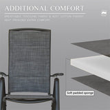 Aluminum Adjustable Outdoor Reclining Sling Lawn Chairs with Double-Layered Textile Fabric in Dark Gray Set of 2