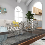 Aluminum Metal Handmade Cutout Coral Decorative Bowl (Set of 2) - Gold, Silver, Black