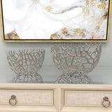 Aluminum Metal Handmade Cutout Coral Decorative Bowl (Set of 2) - Gold, Silver, Black