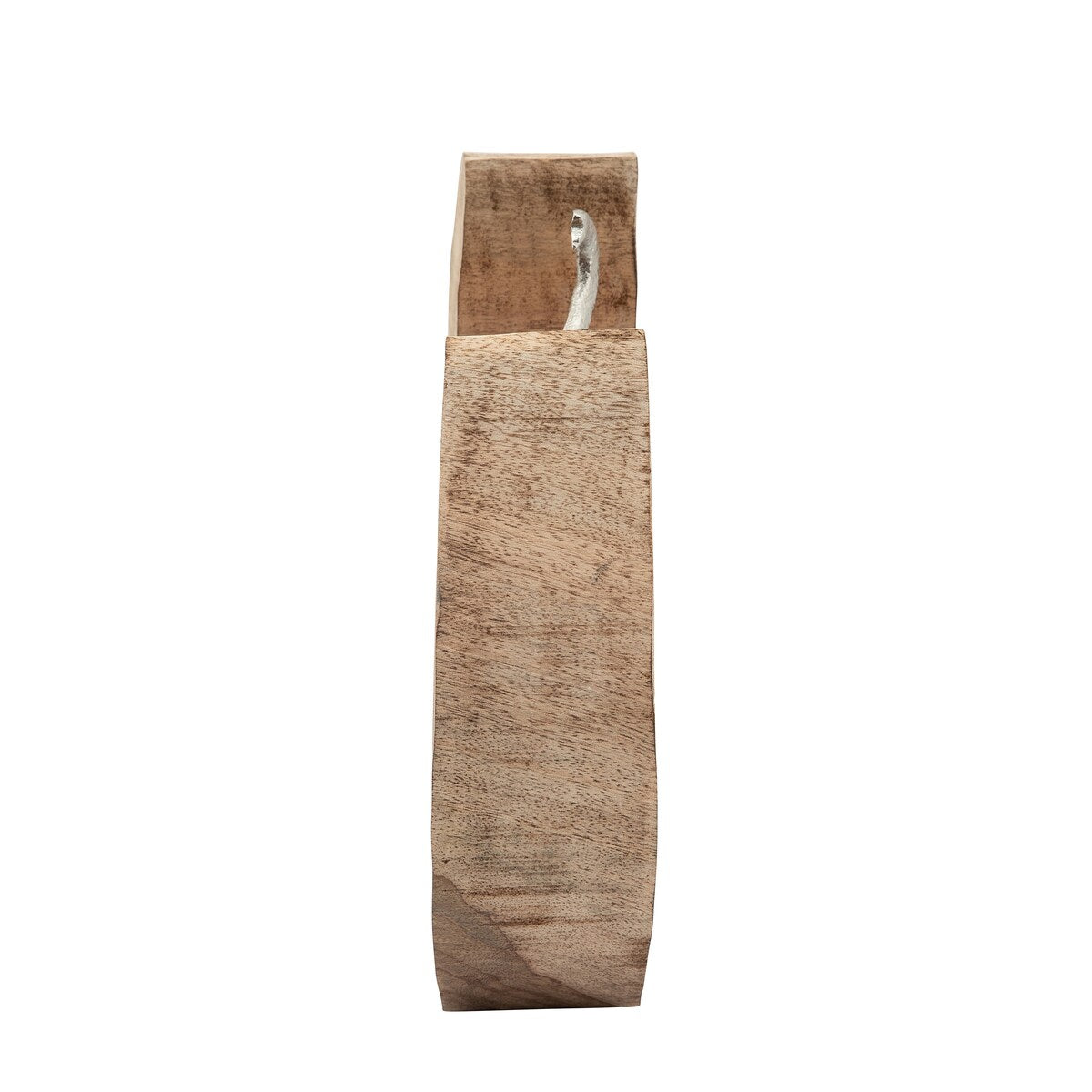 Aluminum Elephant In Mango Wood, Silver/Brown