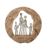 Aluminum Family In Mango Wood, Silver, brown 11.22"H - 11.61" x 2.56" x 11.22"