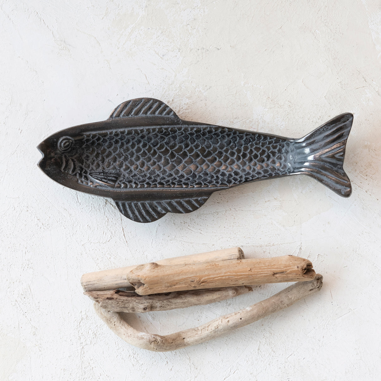 Aluminum Fish Shape Dish - 14.3"L x 5.7"W x 2.0"H