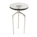 Aluminum Metal Small Tripod Accent Table with Textured Glass Tabletop - Silver, Gold or Black - Roche River Decor
