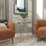 Aluminum Metal Tray Inspired Top Accent Table with 3 Tripod Legs - Gold, Silver or Black - Roche River Decor