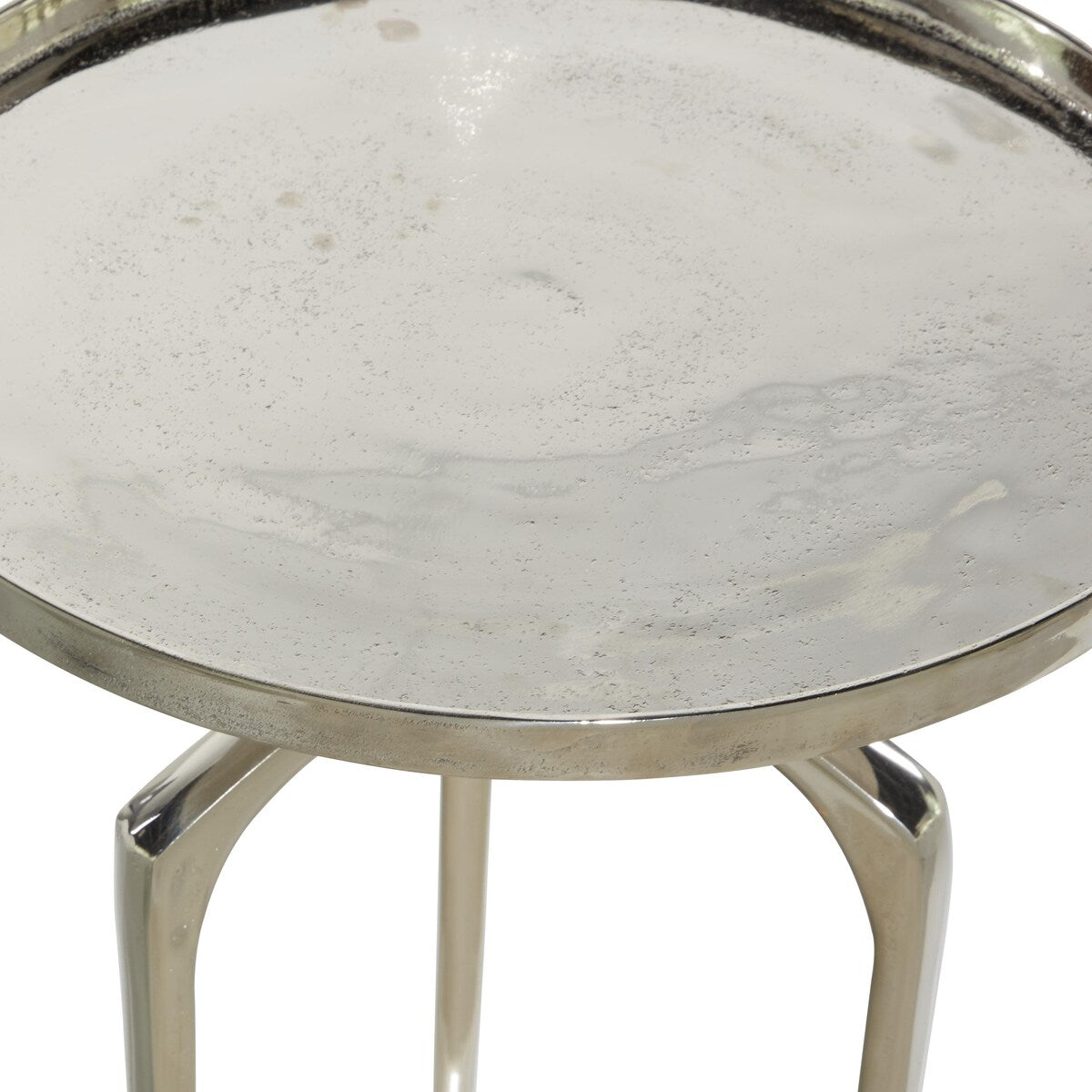 Aluminum Metal Tray Inspired Top Accent Table with 3 Tripod Legs - Gold, Silver or Black - Roche River Decor
