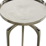 Aluminum Metal Tray Inspired Top Accent Table with 3 Tripod Legs - Gold, Silver or Black - Roche River Decor