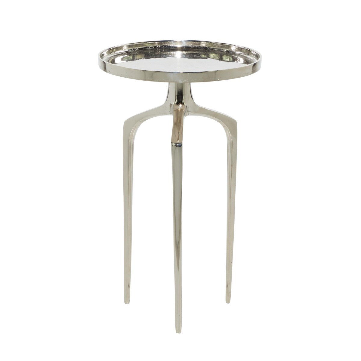 Aluminum Metal Tray Inspired Top Accent Table with 3 Tripod Legs - Gold, Silver or Black - Roche River Decor