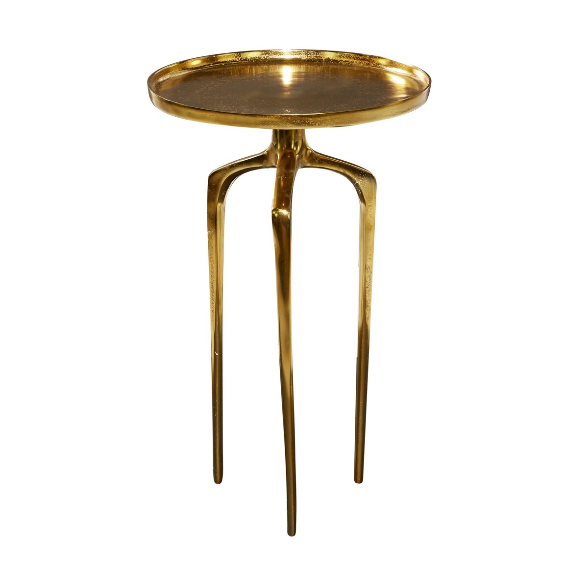 Aluminum Metal Tray Inspired Top Accent Table with 3 Tripod Legs - Gold, Silver or Black - Roche River Decor