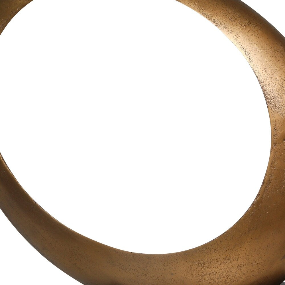 Aluminum Ovoid Sculpture with Block Base, Gold and Black