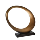 Aluminum Ovoid Sculpture with Block Base, Gold and Black