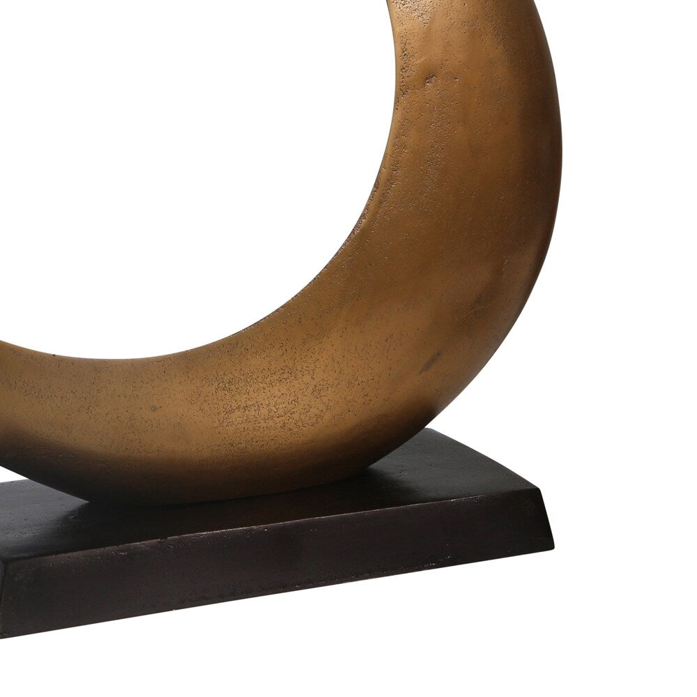 Aluminum Ovoid Sculpture with Block Base, Gold and Black