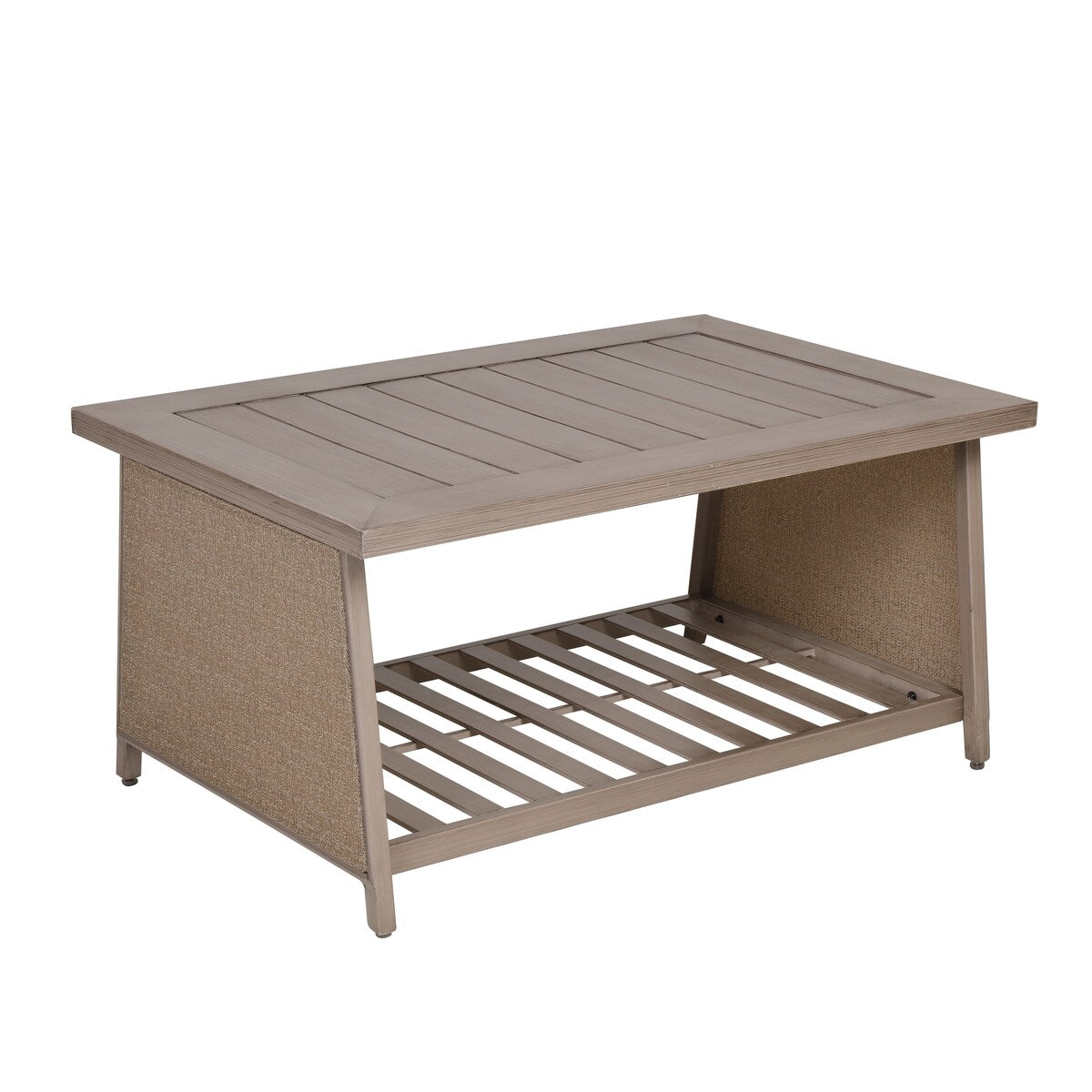 Aluminum Patio Chat Set with Faux Wood Top Table & Quick Dry Cushioning 4PCS SET