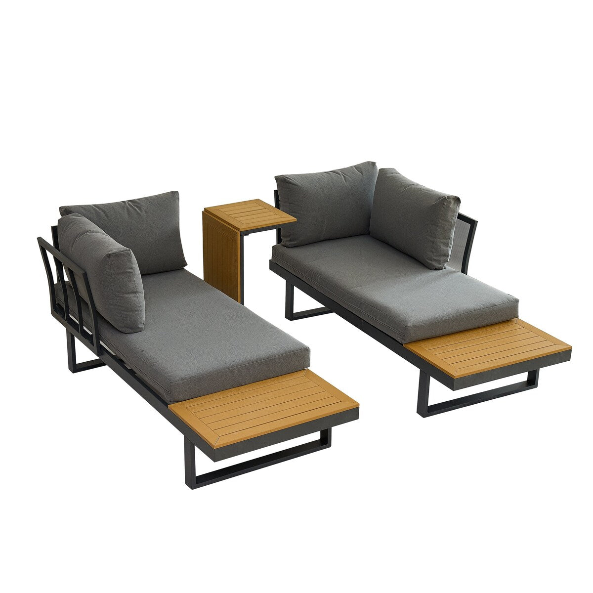 Aluminum Patio Furniture Set L-Shaped Sectional Sofa with Side Table and Cushion