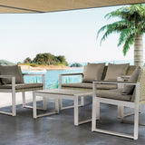 Aluminum and Rattan Modern 4 Piece Sofa Seating Group