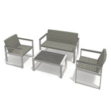 Aluminum and Rattan Modern 4 Piece Sofa Seating Group