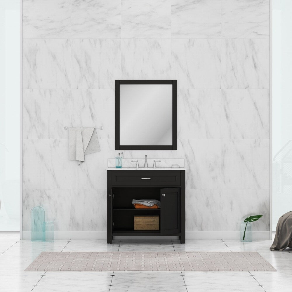 Alya Bath Norwalk 36 Bathroom Vanity Espresso with Marble Top