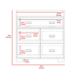 Alyn 33-inch Wide Dresser with 4 Legs, 4 Drawers, 1 Double Drawer