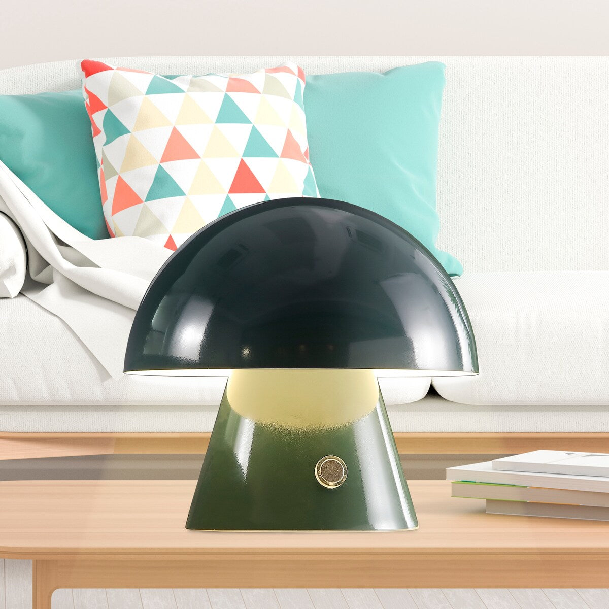 Alyson 7" Contemporary Bohemian Rechargeable/Cordless Iron Integrated LED Mushroom Table Lamp, by JONATHAN Y