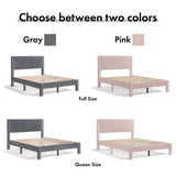 Furniture of America Alyssa Modern Velvet Upholstered Platform Bed with Channel Headboard and Wooden Slats