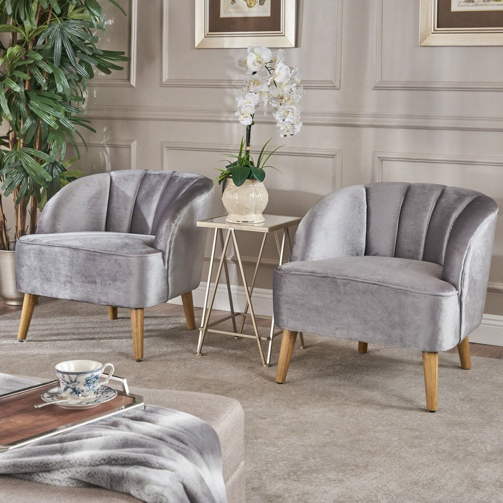 Amaia Modern Velvet Club Chairs (Set of 2) by Christopher Knight Home
