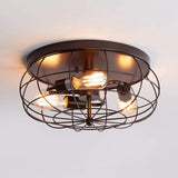Amalfi Industrial Metal Cage Flush Mount Ceiling Light Round Shape - Oil-Rubbed Brone