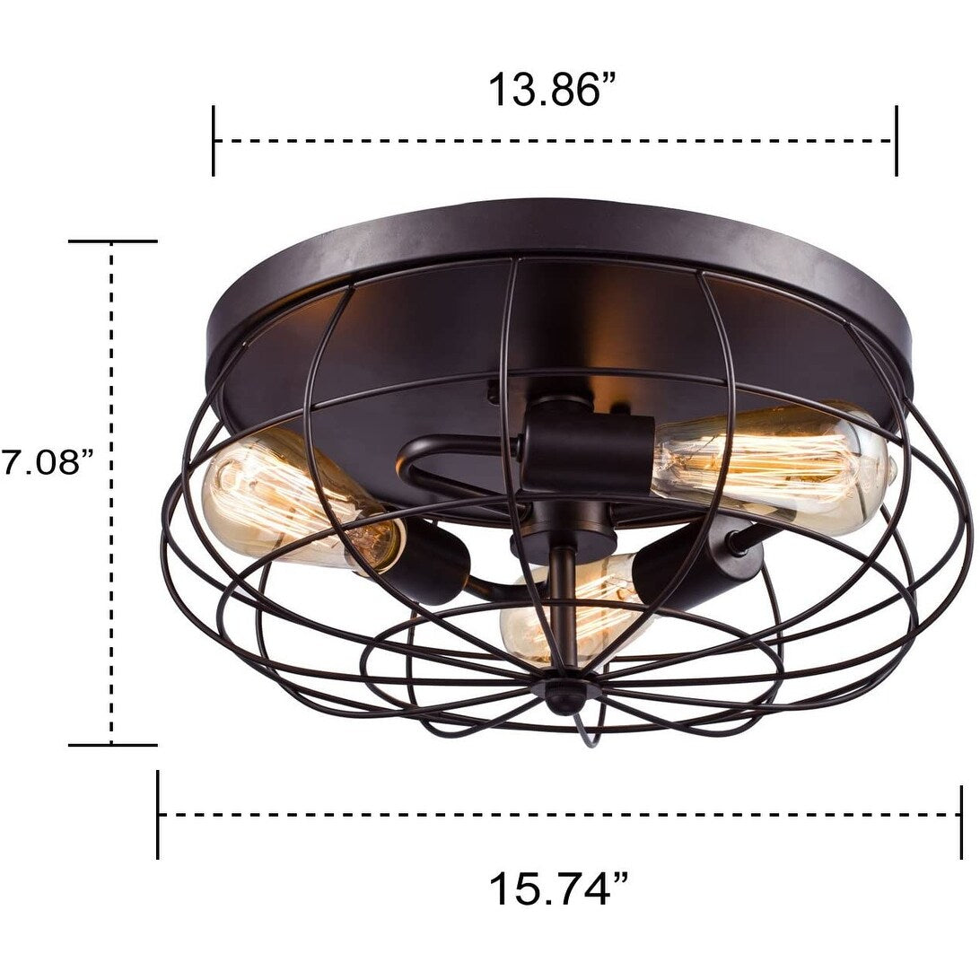 Amalfi Industrial Metal Cage Flush Mount Ceiling Light Round Shape - Oil-Rubbed Brone