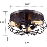 Amalfi Industrial Metal Cage Flush Mount Ceiling Light Round Shape - Oil-Rubbed Brone