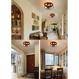 Amalfi Industrial Metal Cage Flush Mount Ceiling Light Round Shape - Oil-Rubbed Brone
