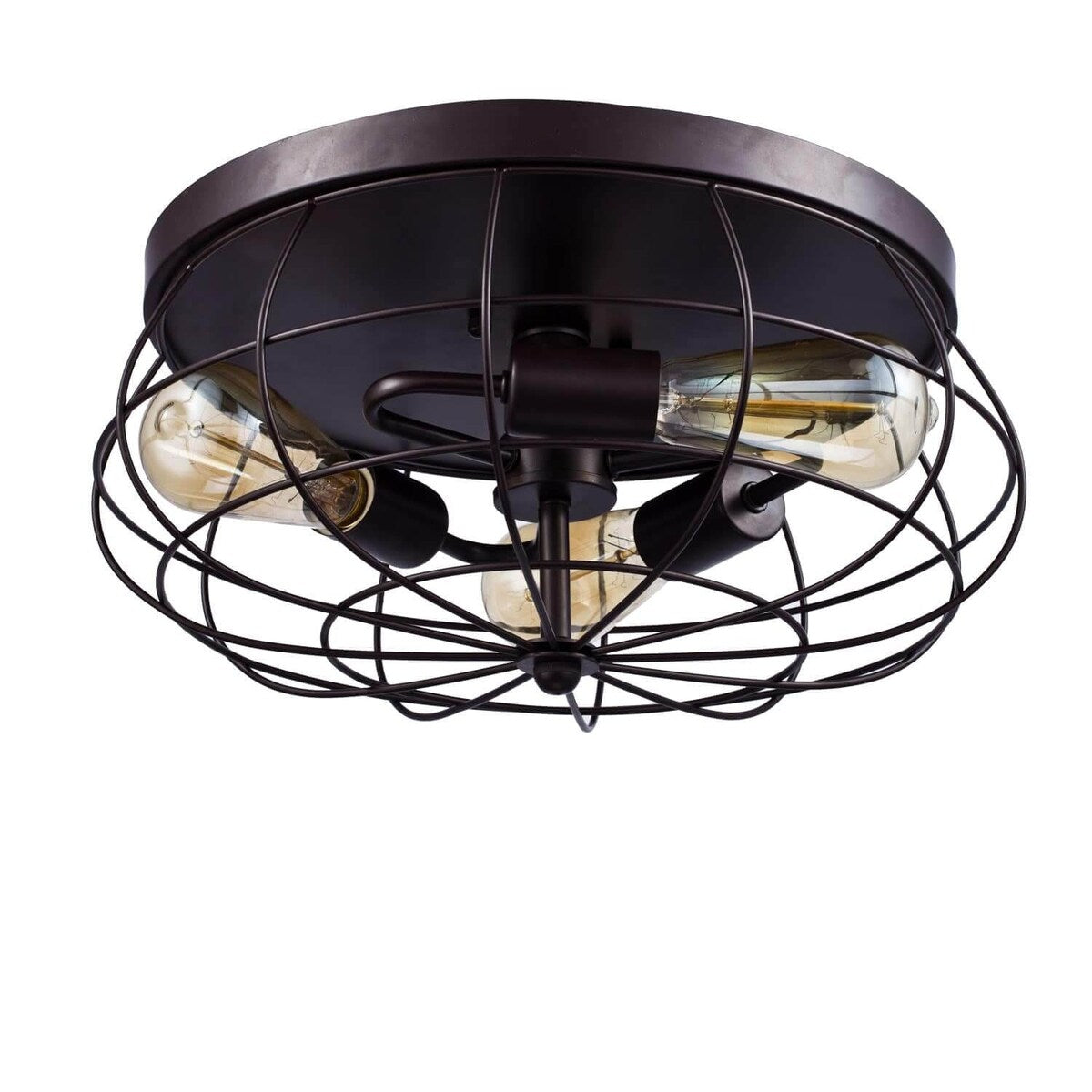Amalfi Industrial Metal Cage Flush Mount Ceiling Light Round Shape - Oil-Rubbed Brone