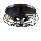Amalfi Industrial Metal Cage Flush Mount Ceiling Light Round Shape - Oil-Rubbed Brone