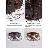 Amalfi Industrial Metal Cage Flush Mount Ceiling Light Round Shape - Oil-Rubbed Brone