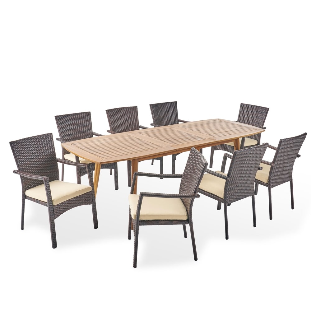 Amanda Wood and Wicker 9-piece Dining Set by Christopher Knight Home