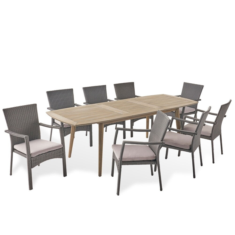 Amanda Wood and Wicker 9-piece Dining Set by Christopher Knight Home