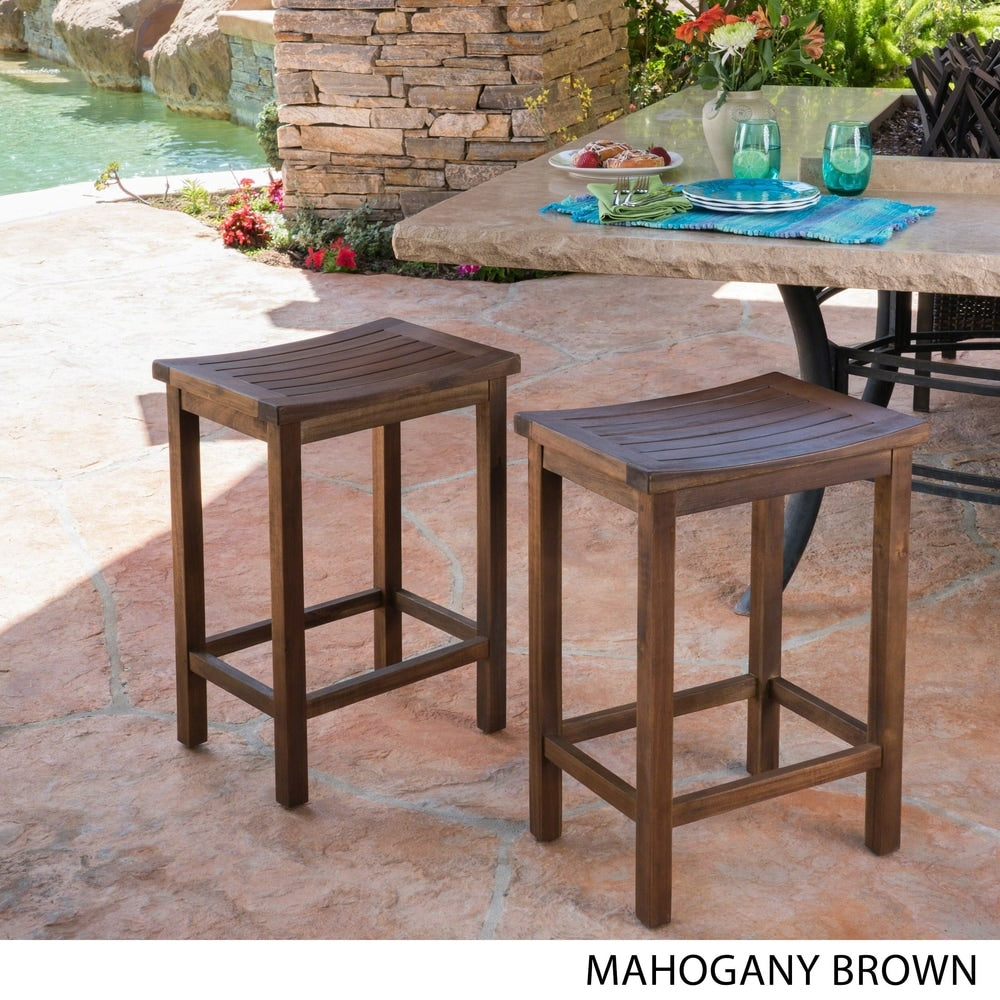 Amantani Outdoor Acacia Counter Stool (Set of 2) by Christopher Knight Home