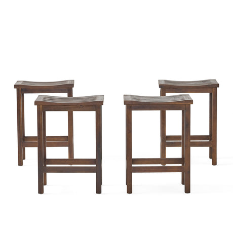Amantani Outdoor Acacia Counter Stool (Set of 4) by Christopher Knight Home