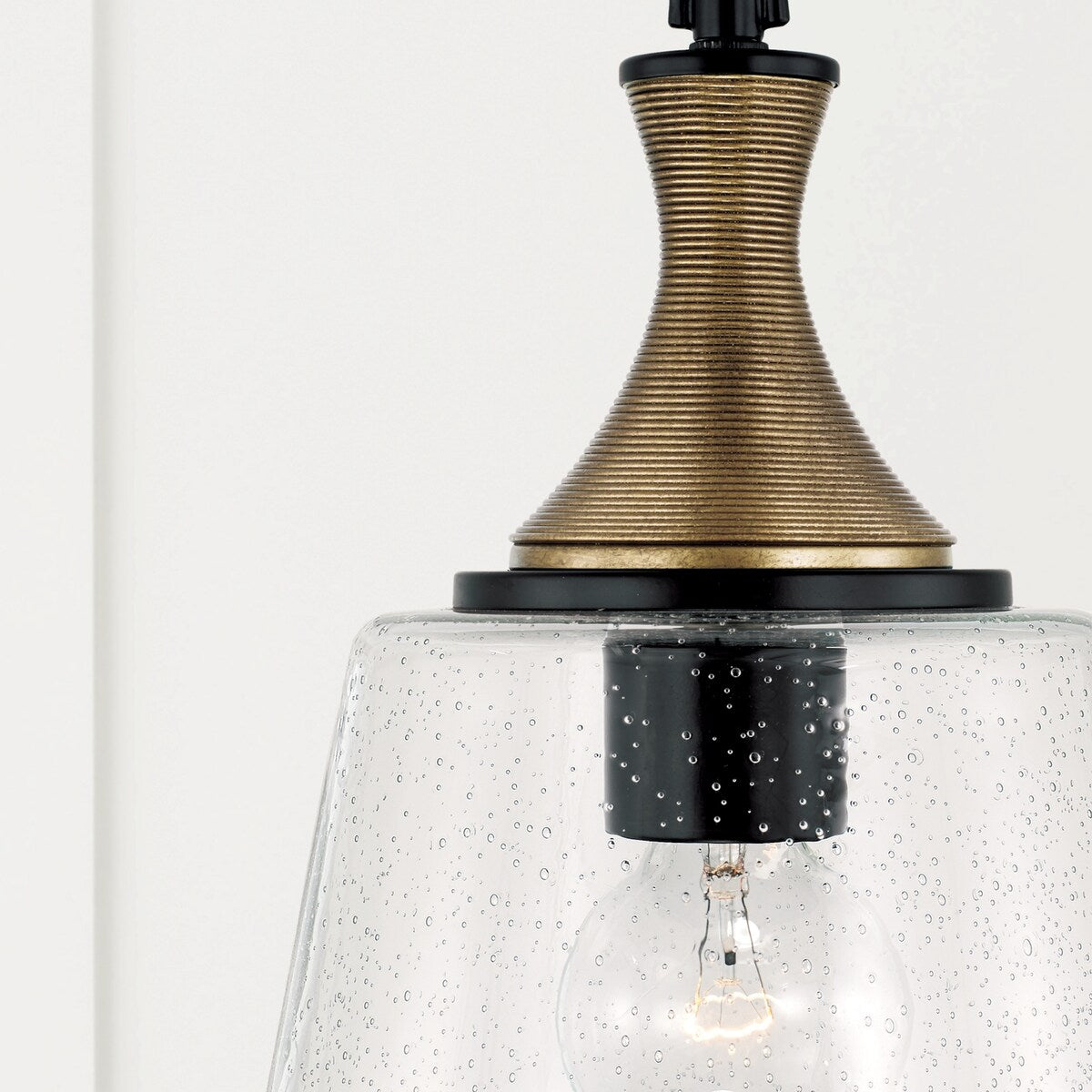 Amara 1-light Matte Black Pendant w/ Diamond Embossed Glass & Black Braided Cord